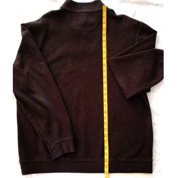 Chaps Brown L Men's Pull Over Quarter 3 Button Mock Neck Cotton - Picture 5 of 6